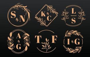 Collection Set of Gold Wedding Monogram vector