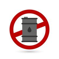 Forbidden sign with fuel barrel icon. Vector illustration.