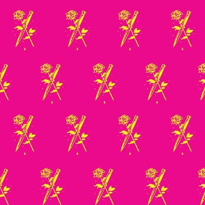Color pattern illustration with a rose and a knife. Vector. Ornament for fabric and textiles, cover and poster. Vintage, retro style. Graphic template. Drawing for wrapping paper.