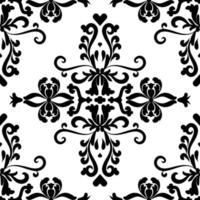 Damasco de filigrana de patrones sin fisuras. en blanco y negro. textura decorativa. patrones mehndi. para tela, papel pintado, patrón veneciano, textil, embalaje. vector