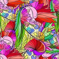 Seamless pattern with abstract flowers and leaves vector