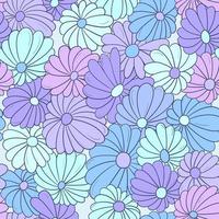 Seamless pattern background with different abstract flowers. Chamomile, aster vector