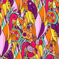 Floral seamless pattern with leaves, flowers and berries. vector