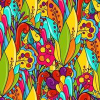 Seamless pattern of leaves, flowers and berries. Floral background vector