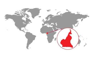 Enfoque del mapa de Camerún. mapa del mundo aislado. aislado sobre fondo blanco. ilustración vectorial vector