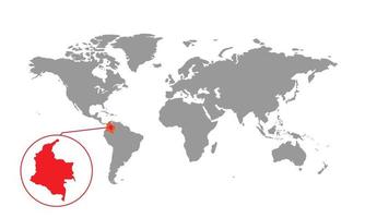 enfoque del mapa de colombia. mapa del mundo aislado. aislado sobre fondo blanco. ilustración vectorial