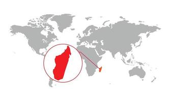 Madagascar map focus. Isolated world map. Isolated on white background. Vector illustration.