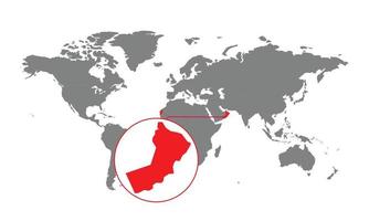 foco del mapa de omán. mapa del mundo aislado. aislado sobre fondo blanco. ilustración vectorial vector