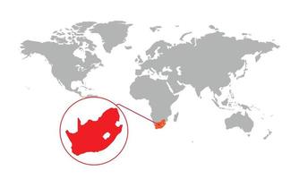 enfoque del mapa de sudáfrica. mapa del mundo aislado. aislado sobre fondo blanco. ilustración vectorial vector