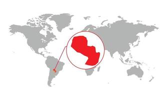 foco de mapa de paraguay. mapa del mundo aislado. aislado sobre fondo blanco. ilustración vectorial