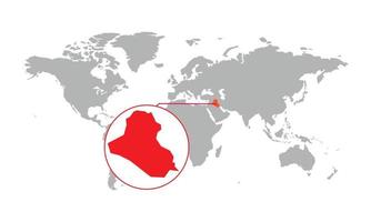 foco del mapa de irak. mapa del mundo aislado. aislado sobre fondo blanco. ilustración vectorial vector
