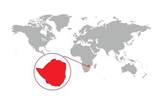 Zimbabwe map focus. Isolated world map. Isolated on white background. Vector illustration.