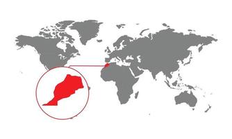 enfoque del mapa de marruecos. mapa del mundo aislado. aislado sobre fondo blanco. ilustración vectorial vector