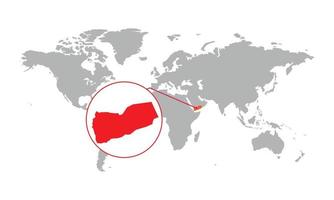Yemen map focus. Isolated world map. Isolated on white background. Vector illustration.