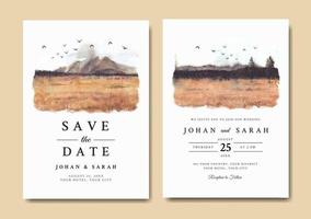 invitación de boda acuarela del paisaje de la naturaleza de la sabana