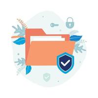 File and Folder security vector illustration. Folder and shield icon. Flat design suitable for many purposes.