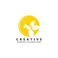 simple yellow honey bee free icon vector logo