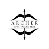 Athena Minerva Silhouette with , Royal archer Logo Design vector