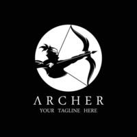 silueta de athena minerva con diseño de logotipo de arquero real vector