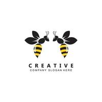 simple yellow honey bee free icon vector logo