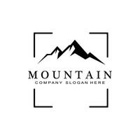 Mountain View logo vector design at sunrise for Outdoor Nature Adventure