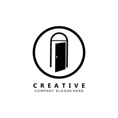 Simple open door logo vector icon symbol