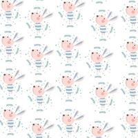 childish pattern with cute bunny. Creative kids textures for fabric, wrapping, textile, wallpaper, clothes. Vector illustration