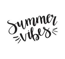 Summer vibes hand drawn lettering. Summertime phrase, quote. Poster, card, design element. vector