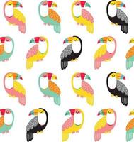 Toucan pattern. Summer vector seamless background. Colorful toucan bird repeating design.