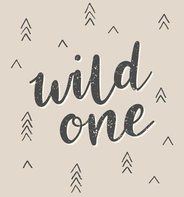 Wild one brush calligraphy with triangles, arrows pattern. Tribal design element for posters, wall art, fashion.