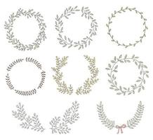 Hand drawn set of wreaths and laurels. Circular decorative elements vector