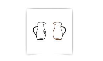 pitcher vector icon in outline, vases and pitchers. Sketch. Ancient decorative pots isolated on white background,