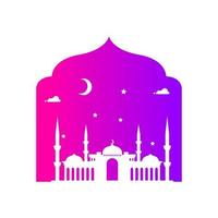 Ramadan mosque blue purple simple vector design