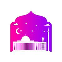 Ramadan mosque blue purple simple vector design