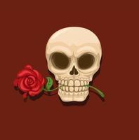 Skull head with rose avatar mascot cartoon illustration vector