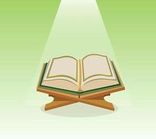 Quran islam religion pray symbol with green background illustration vector