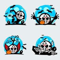 set illustrations vector graphic of cute Halloween characters. collections of Halloween customs cartoon.