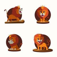 ilustración gráfica de lindos animales salvajes. imágenes prediseñadas de león vectorial. diseño de logotipo de circo