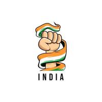 Vector illustration hand holding India flag, vector graphic republic day on white background
