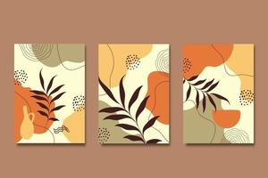 Hand draw abstract boho minimal organic shapes cover background vector