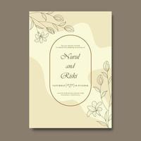 minimal Floral wedding invitation template design vector