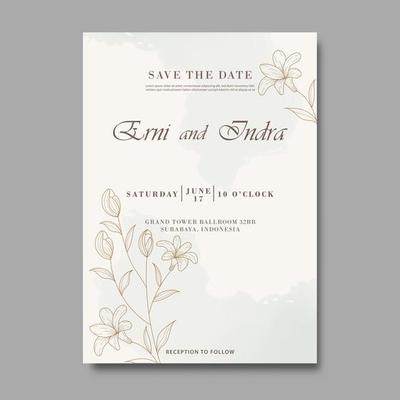 Minimal style wedding invitation template design