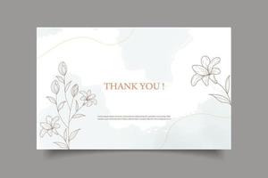 Thank you wedding card template floral design vector