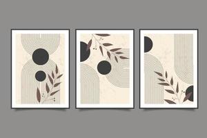 mid century boho modern aesthetic in vintage for wall art collection vector