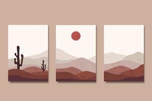 Set of abstract mountain in landscape aesthetic poster design vector