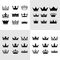 Set vector king crowns icon on white background Royal symbols logo illustrations.