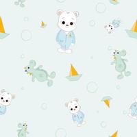 seamless pattern with teddy bear vector