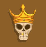 rey del cráneo con corona y dientes de oro mascota ilustración de dibujos animados vector