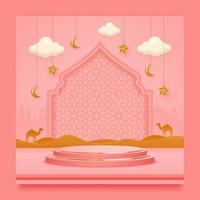 3D composition and Islamic product display template vector