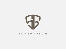 Initial letter S G in shape of shield , GS logo vector design template